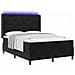 Letto a molle con strisce LED Nero 160 x 200 cm Velluto - Foto miniatura 8