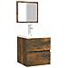 Mobile Da Bagno Con Specchio Rovere Fumo In Legno Multistrato - Foto miniatura 3