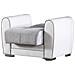 Divano Letto Enrique, Poltrona Contenitore Da Salotto, Trasformabile In Letto, Poltroncina Relax In Tessuto Imbottito, 97x84h91 Cm, Bianco E Grigio Chiaro - Foto miniatura 3
