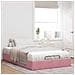 Struttura Letto Pouf Senza Materasso Rosa 120x200 cm Velluto - Foto miniatura 3