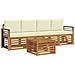Set divani 5 pcs Naturale e Crema Legno di Acacia Massello - Foto miniatura 1