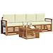 Set divani 5 pcs Naturale e Crema Legno di Acacia Massello - Foto miniatura 3
