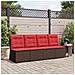 Divano da giardino con cuscino Marrone e Rosso polyrattan - Foto miniatura 2