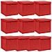 Scatole Portaoggetti con Coperchi 10pz Rosse 32x32x32cm Tessuto - Foto miniatura 1