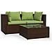 Set Divani Da Giardino Con Cuscini 3 Pz In Polyrattan Marrone - Foto miniatura 2