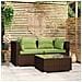 Set Divani Da Giardino Con Cuscini 3 Pz In Polyrattan Marrone - Foto miniatura 1