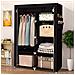 Armadio Spogliatoio In Tessuto Con Ante Con Cerniera E Tasche Laterali Home Misure 165x88x45cm Nero - Foto miniatura 3