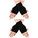 2 Paia Di Guanti Mezze Dita Elasticizzati Caldi Invernali Unisex Black - Foto miniatura 1