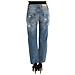 Jeans Cropped Stile Boyfriend In Cotone Lavato Blu - W24 - Foto miniatura 3