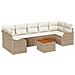 Set di Divani da Giardino  8 Pezzi con Cuscini Beige Polyrattan Acacia, Divano da Giardino 2 Posti  con Cuscini Beige Polyrattan - Foto miniatura 1