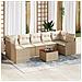 Set di Divani da Giardino  8 Pezzi con Cuscini Beige Polyrattan Acacia, Divano da Giardino 2 Posti  con Cuscini Beige Polyrattan - Foto miniatura 2