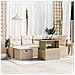 Set Divano da Giardino  7 Pezzi con Cuscini Beige in Rattan Sintetico, Divano da Giardino 2 Posti  con Storage&Cuscini Beige in Rattan Sintetico - Foto miniatura 2