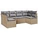 Set Divani Giardino 6 Pezzi con Cuscini Beige in Polyrattan, Divano Giardino Due Posti con Cuscini Beige in Polyrattan - Foto miniatura 1
