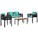 Set di Mobili da Esterno 4 pcs Nero e Turchese Rattan in PE - Foto miniatura 3
