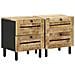Comodino 2 pz Naturale 40 x 33 x 46 cm Legno di mango massello - Foto miniatura 1