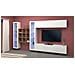 Parete Attrezzata Gustavo, Set Salotto Porta Tv A 4 Ante, Mobile Soggiorno Multiuso Con Vetrina E Luce Led, 100% Made In Italy, Cm 350x30h180, Bianco Lucido - Foto miniatura 1