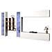 Parete Attrezzata Gustavo, Set Salotto Porta Tv A 4 Ante, Mobile Soggiorno Multiuso Con Vetrina E Luce Led, 100% Made In Italy, Cm 350x30h180, Bianco Lucido - Foto miniatura 2