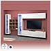 Parete Attrezzata Gustavo, Set Salotto Porta Tv A 4 Ante, Mobile Soggiorno Multiuso Con Vetrina E Luce Led, 100% Made In Italy, Cm 350x30h180, Bianco Lucido - Foto miniatura 4