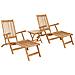Sedia a sdraio pieghevole con tavolo 2 pcs Naturale - Foto miniatura 1
