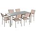Set Di Tavolo E 6 Sedie Da Giardino In Acciaio, Granito E Fibra Tessile Beige - Grigio Lucido - 180cm - Grosseto - Foto miniatura 27
