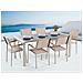 Set Di Tavolo E 6 Sedie Da Giardino In Acciaio, Granito E Fibra Tessile Beige - Grigio Lucido - 180cm - Grosseto - Foto miniatura 8