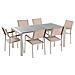 Set Di Tavolo E 6 Sedie Da Giardino In Acciaio, Granito E Fibra Tessile Beige - Grigio Lucido - 180cm - Grosseto - Foto miniatura 9