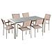 Set Di Tavolo E 6 Sedie Da Giardino In Acciaio, Granito E Fibra Tessile Beige - Grigio Lucido - 180cm - Grosseto - Foto miniatura 16