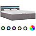 Letto Idraulico Contenitore Led Grigio Talpa Tessuto 120x200cm - Foto miniatura 1
