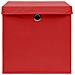 Scatole Portaoggetti con Coperchi 4pz Rosse 32x32x32 cm Tessuto - Foto miniatura 3