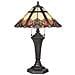 Lampada Da Tavolo A 2 Luci Vintage Bronzo, Vetro Tiffany, E27 - Foto miniatura 2