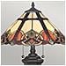 Lampada Da Tavolo A 2 Luci Vintage Bronzo, Vetro Tiffany, E27 - Foto miniatura 4