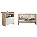 Letto 70 X 140 Cm + Fasciatoio A 2 Ante - Decoro Rovere Sonoma E Bianco Opaco - Foto miniatura 1