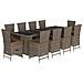 Set Da Pranzo Da Giardino 11pz Con Cuscini In Polyrattan Grigio - Foto miniatura 2