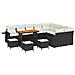Set Divano Giardino  13 Pezzi con Cuscini Nero Rattan Polietilene Acacia, Set da Pranzo Giardino  4 Pezzi con Cuscini Nero Rattan Polietilene Acacia - Foto miniatura 1