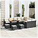 Set Divano Giardino  13 Pezzi con Cuscini Nero Rattan Polietilene Acacia, Set da Pranzo Giardino  4 Pezzi con Cuscini Nero Rattan Polietilene Acacia - Foto miniatura 2