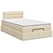 Letto ottomano con materasso Crema 120 x 190 cm Tessuto - Foto miniatura 5