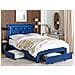Letto Contenitore Velluto Blu 140 X 200 Cm Lievin - Foto miniatura 1