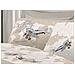 Completo Lenzuola Linea Pensieri Delicati 100% Cotone Disegno Aerei Matrimoniale Beige - Foto miniatura 4
