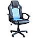 Poltrona Da Ufficio E Gaming Ergonomica In Pelle Nera E Tessuto Azzurro Stark - Foto miniatura 2
