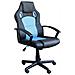 Poltrona Da Ufficio E Gaming Ergonomica In Pelle Nera E Tessuto Azzurro Stark - Foto miniatura 1