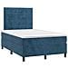 Letto A Molle Materasso E Led Blu Scuro 120x190 Cm In Velluto - Foto miniatura 5