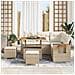 Set di divani da giardino  8 pezzi con cuscini beige rattan poliestere Acacia, Set da pranzo da giardino  3 pezzi con cuscini beige rattan poliestere Acacia - Foto miniatura 3