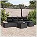 Set Divano da Giardino 6 Pezzi con Cuscini Nero Polyrattan - Foto miniatura 2