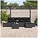 Set Divano da Giardino 6 Pezzi con Cuscini Nero Polyrattan - Foto miniatura 3