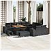 Set Divano Giardino  13 pezzi con Cuscini Nero Rattan Sintetico Acacia, Set da Pranzo Giardino  3 pezzi con Cuscini Nero Rattan Sintetico Acacia - Foto miniatura 2