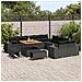 Set Divano Giardino  13 pezzi con Cuscini Nero Rattan Sintetico Acacia, Set da Pranzo Giardino  3 pezzi con Cuscini Nero Rattan Sintetico Acacia - Foto miniatura 3