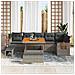 Set Divano da Giardino con cuscino 9 pcs Grigio Poly Rattan - Foto miniatura 3