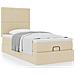 Struttura Letto Pouf con Materasso Crema 90x190 cm in Tessuto - Foto miniatura 4
