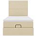 Struttura Letto Pouf con Materasso Crema 90x190 cm in Tessuto - Foto miniatura 7