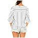 Blusa Da Donna A Maniche Corte Con Collo A Revers W4010021a - Foto miniatura 2